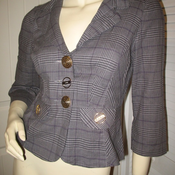 Vintage Y2K Candies Plaid Blazer Jacket Preppy Academia Clueless Corpcore Office - Picture 3 of 8
